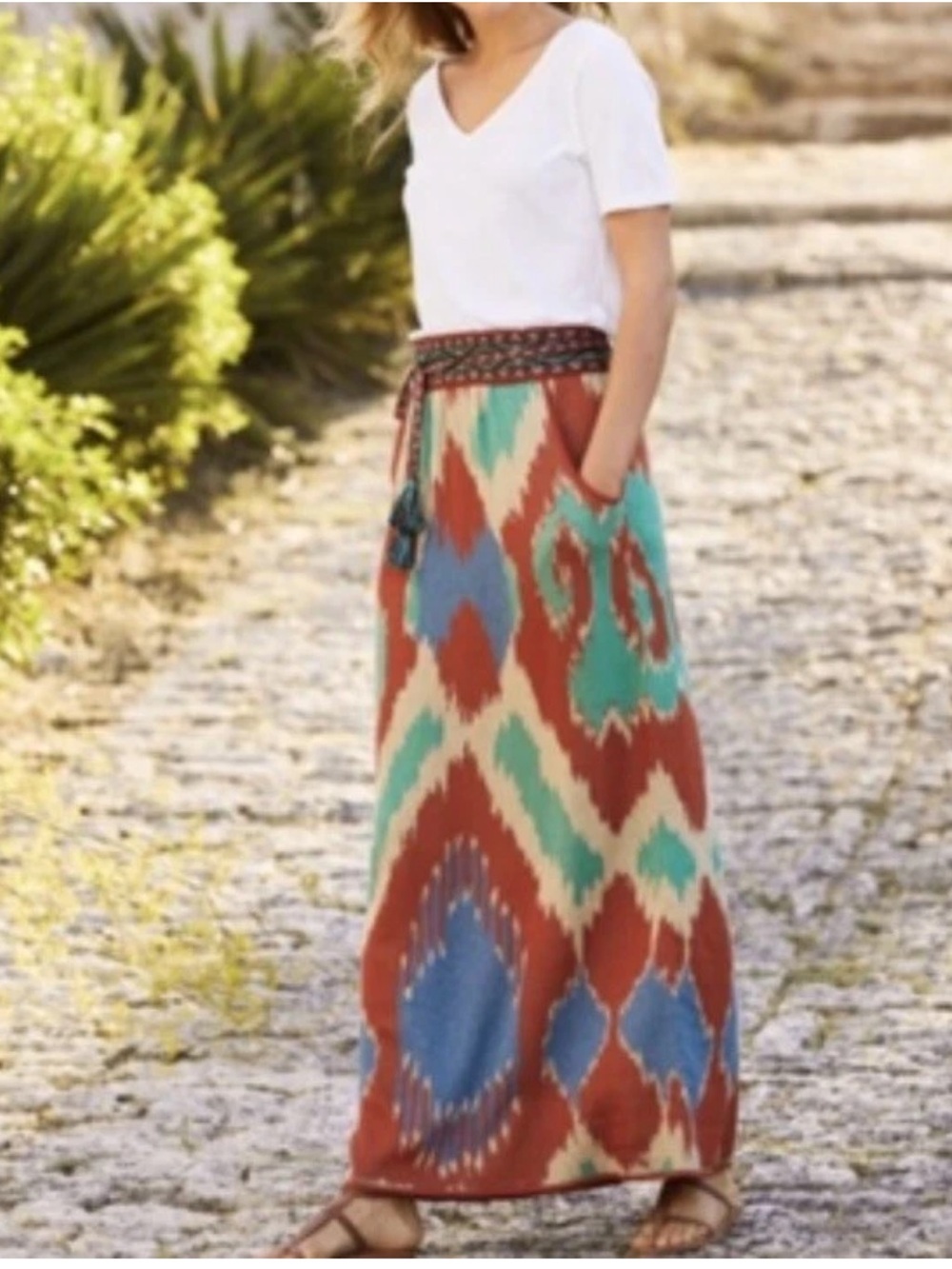 Peruvian Connection XL Pima Cotton Multicolor Southwestern Tashkent Maxi Skirt